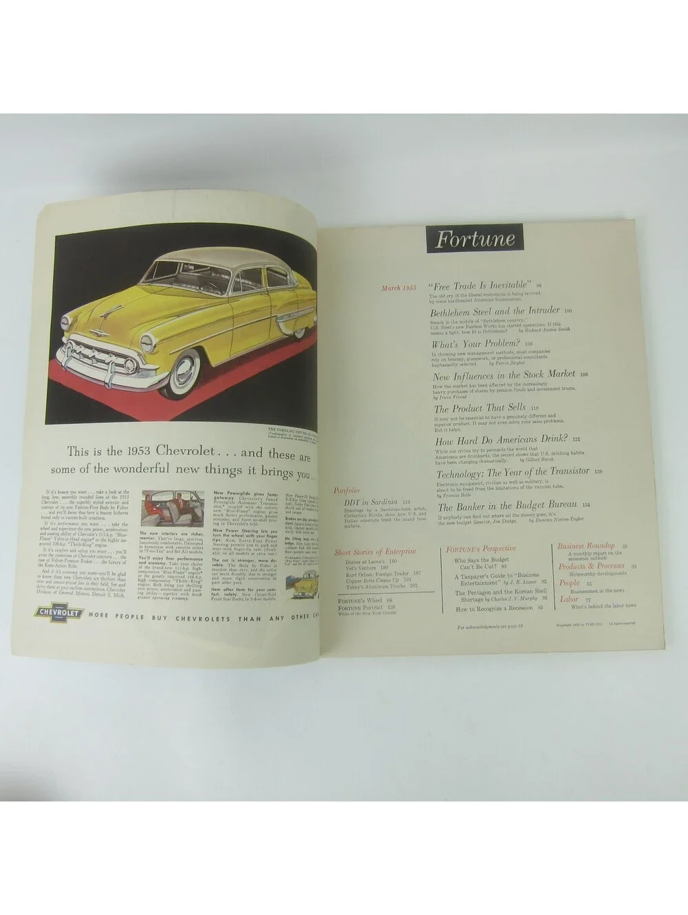 Vintage FORTUNE Magazine March 1953 Chevrolet Packard General Motors Reynolds Ad